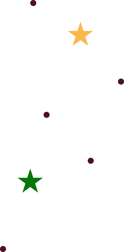 A green star and some red dots on a green background